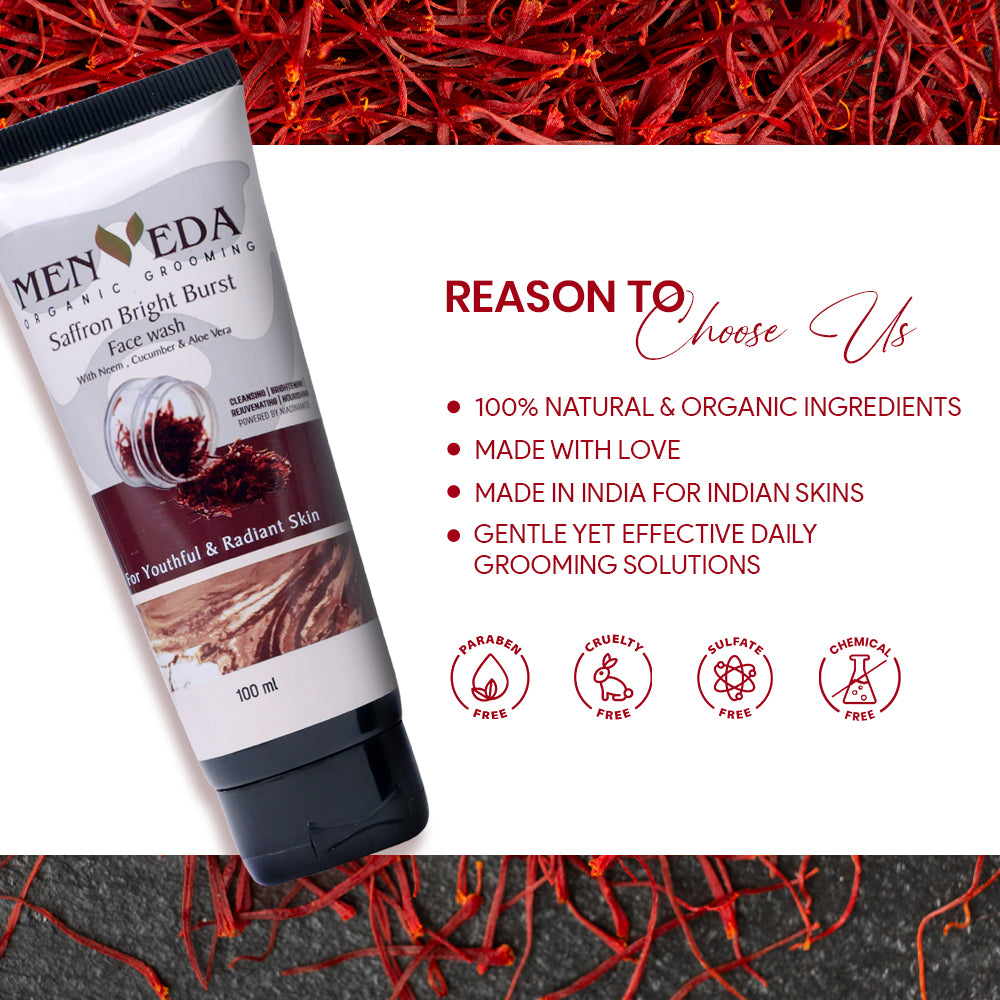 Bright Burst Face Wash |Saffron ,Neem , Cucumber & Aloe Vera – 100 ml