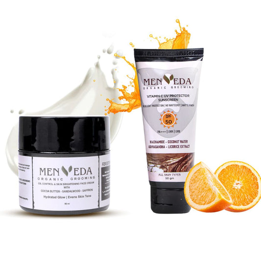 Menveda Oil Control Moisturiser and UV Protector Sunscreen SPF 50 PA+++ Combo
