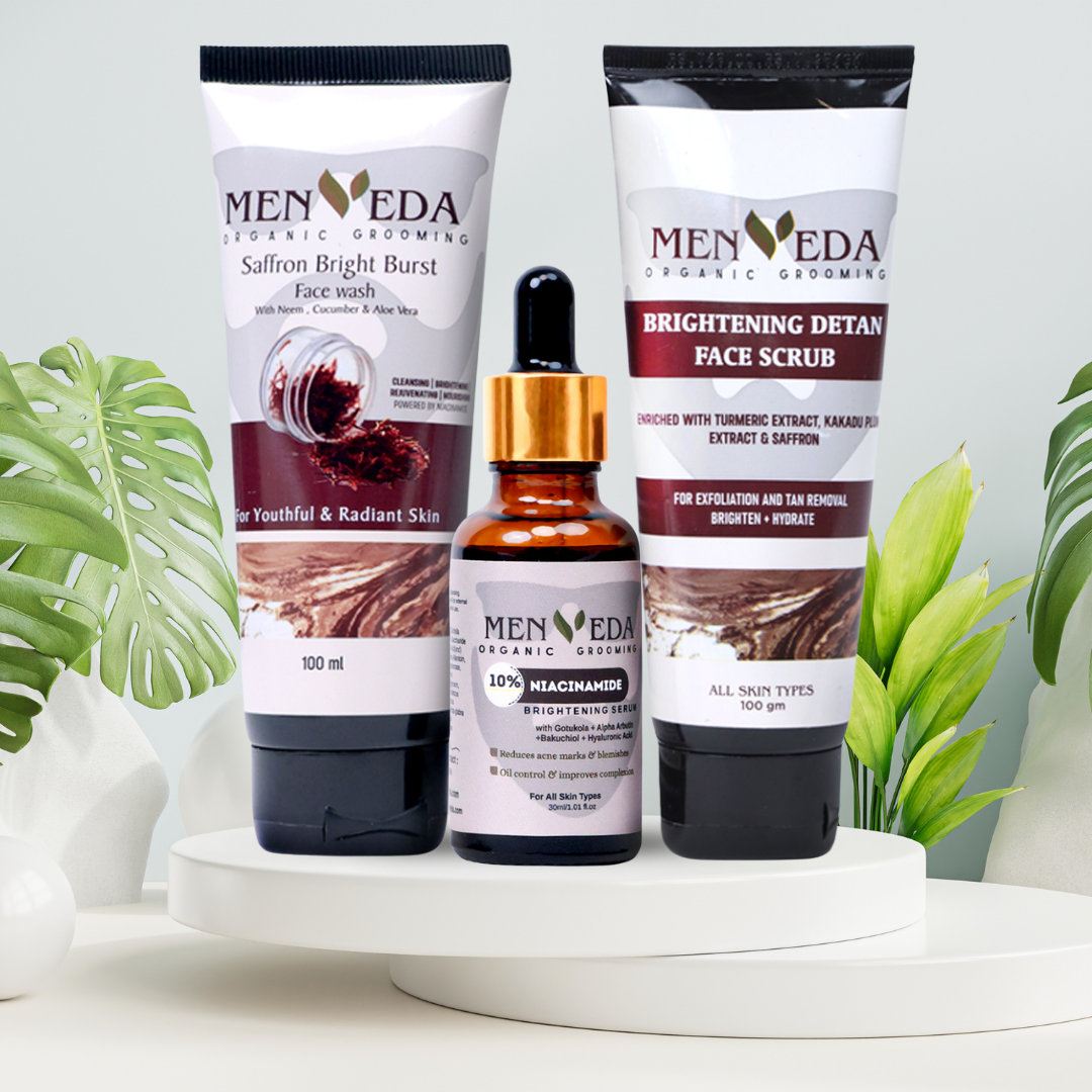 Menveda 3 in 1 Grooming Kit ( Facewash-100g , Face Serum- 30ml , Face Scrub-100g )