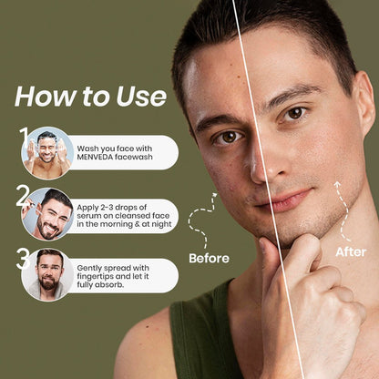 How to use Menveda serum for men daily skincare routine for hydration and glowing skin