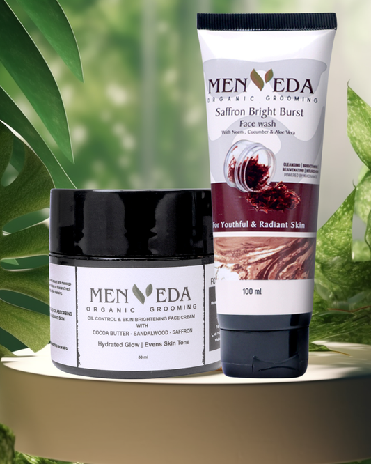 Menveda facewash and moisturiser duo for men skincare routine cleansing and daily hydration
