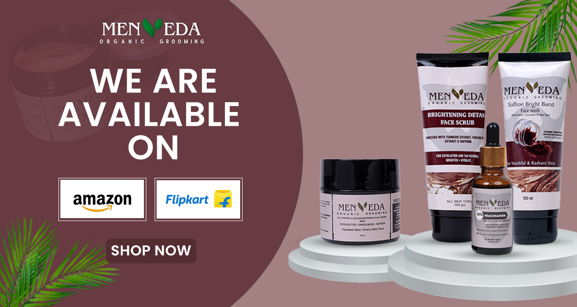 Menveda men’s skincare products available on Amazon and Flipkart official seller in India