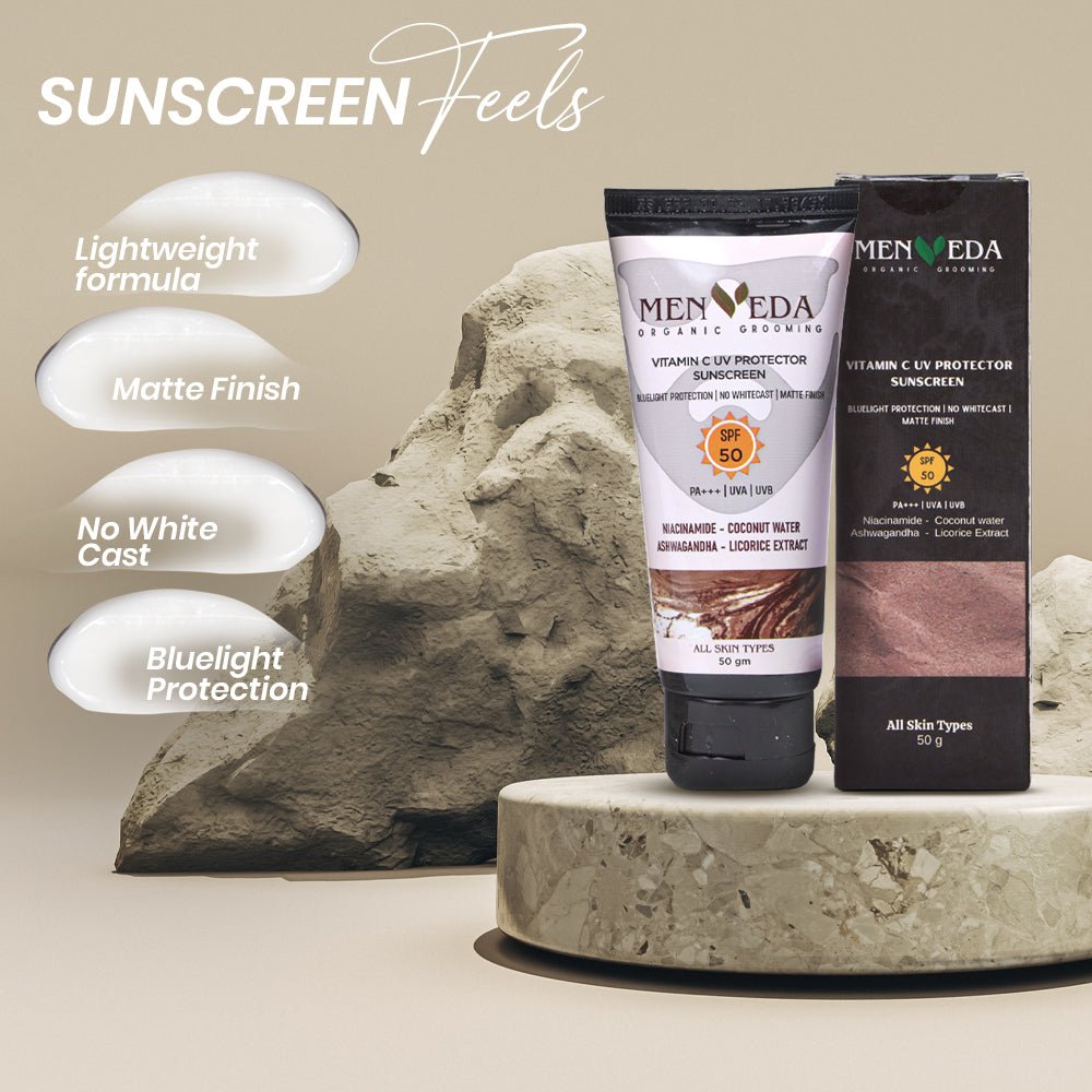 Menveda sunscreen lightweight non greasy texture for men quick absorption and sun protection