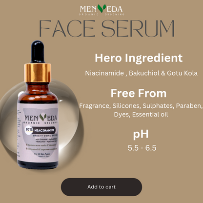 10% Niacinamide Brightening Serum| Gotu Kola , Bakuchiol , Licorice & Avocado – 30 ml