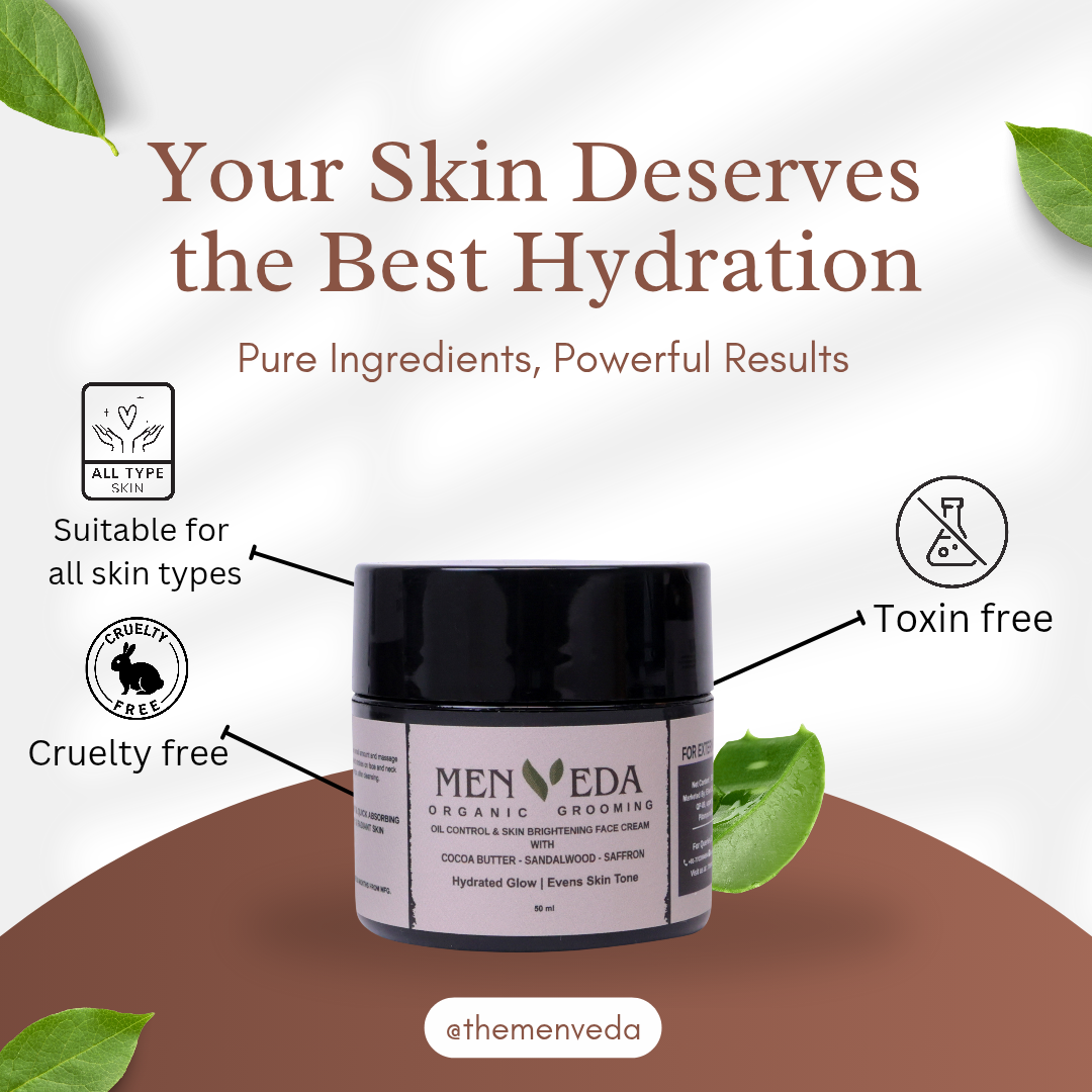 Face Moisturizer for Oil Control & Skin Brightening | Saffron , Sandalwood , Licorice , CocoaButter – 50 ml