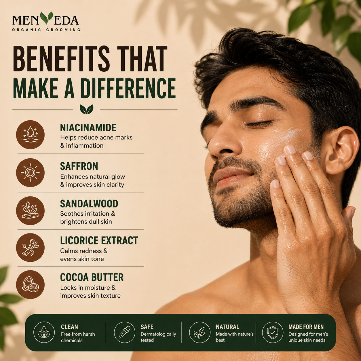 Face Moisturizer for Oil Control & Skin Brightening| Saffron, Sandalwood, Neem & Aloe Vera